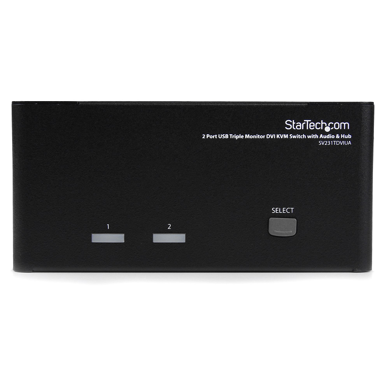StarTech SV231TDVIUA 2 Port Triple Monitor DVI USB KVM Switch with Audio & USB 2.0 Hub
